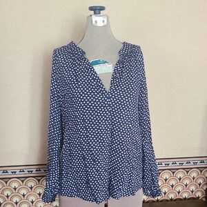 Boden Blouse Navy Mushroom Print